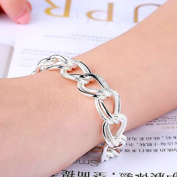 Handcrafted Sterling Silver Bracelet, Unique Chain Link Design Toggle Closure - Picture 3 of 8